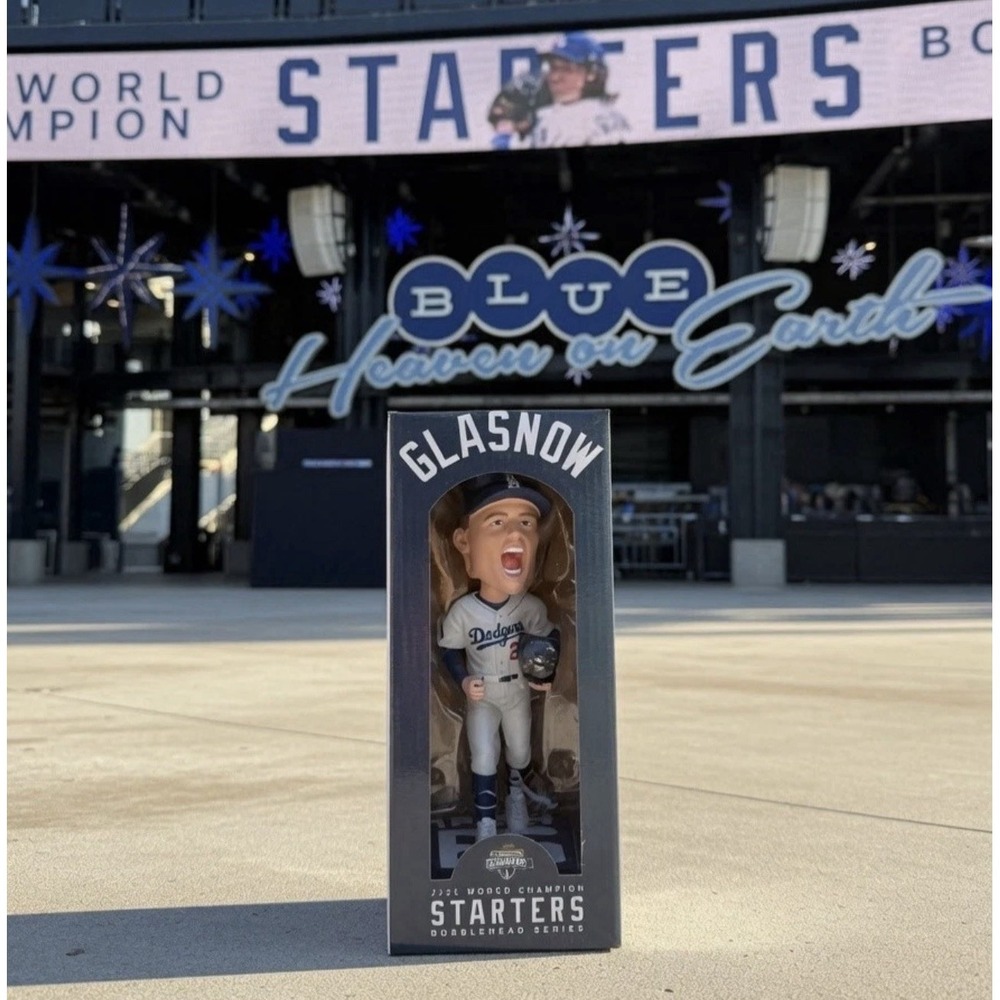 Tyler Glasnow Los Angeles Dodgers 2024 & 2025 World Champion Starters Bobblehead